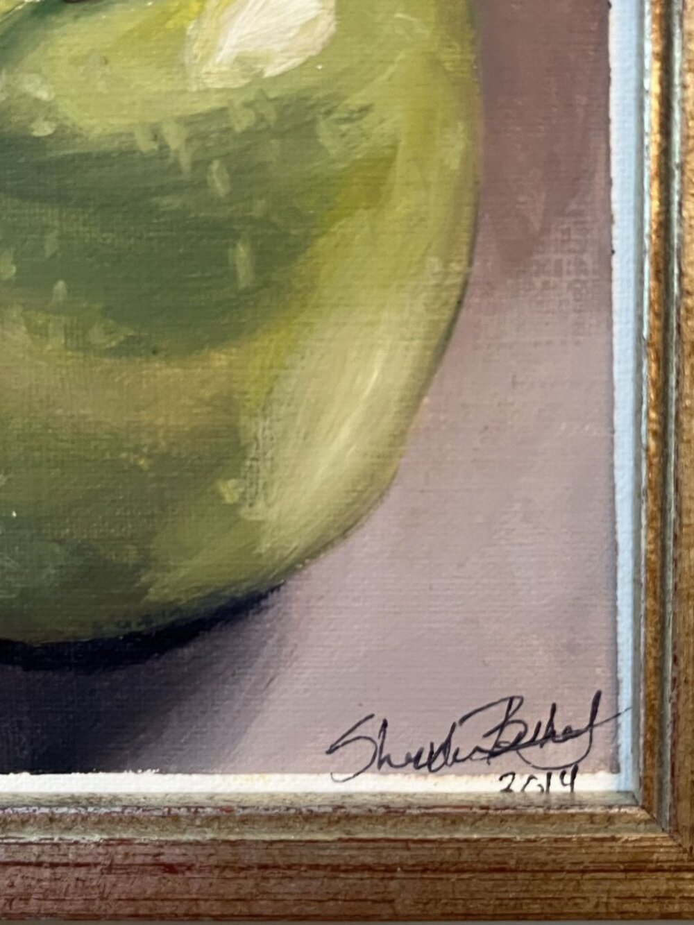 Still Life Apple Painting In Gold Frame - Signed Original Artwork 2014 - Picture 4 of 8